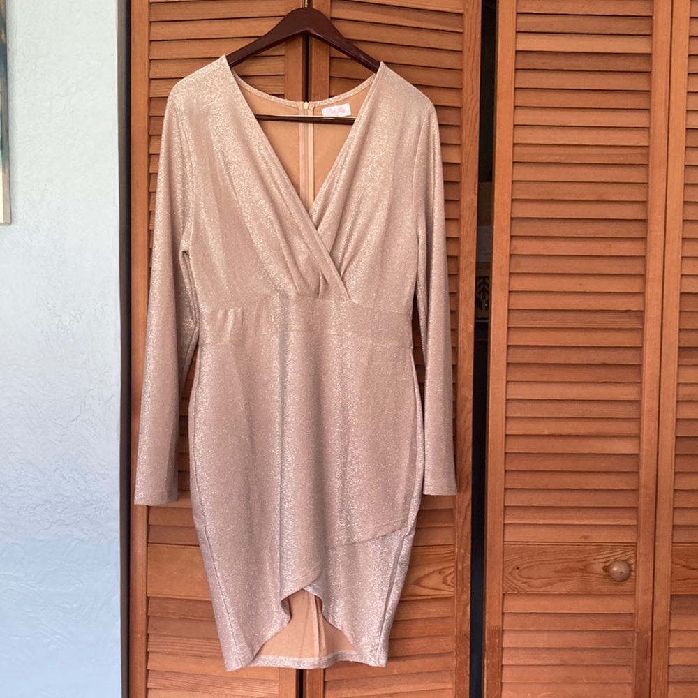 Gold Shimmer long sleeve dress